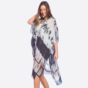 3 PK Women’s tie dye fringe kimono duster cover up